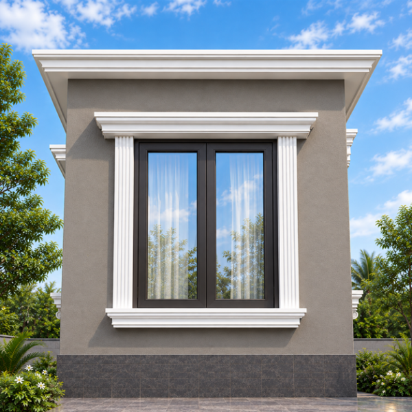 Cement Decorative Exterior Window Frame – 4 ft W × 4.5 ft H